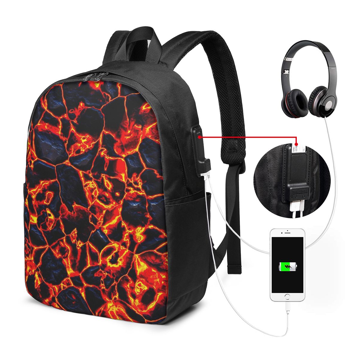 Magma Volcano Lava Fire Backpa - Women Bags For Women recension och pris