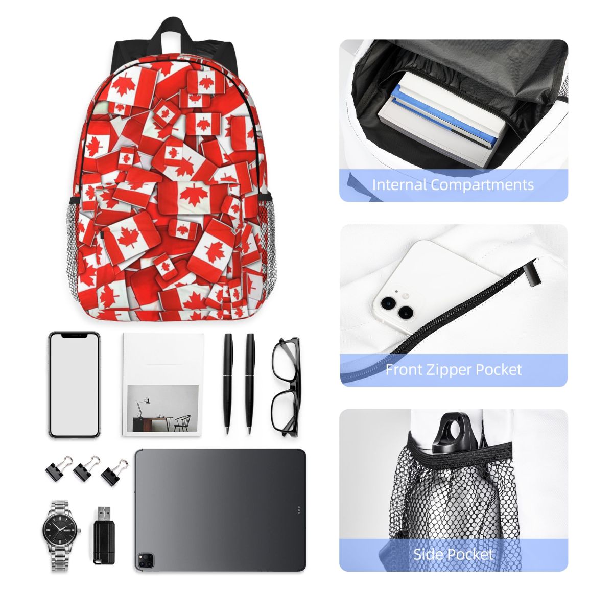 Canada Flag Pattern Backpack H - Women Bags Canada Sale recension och pris