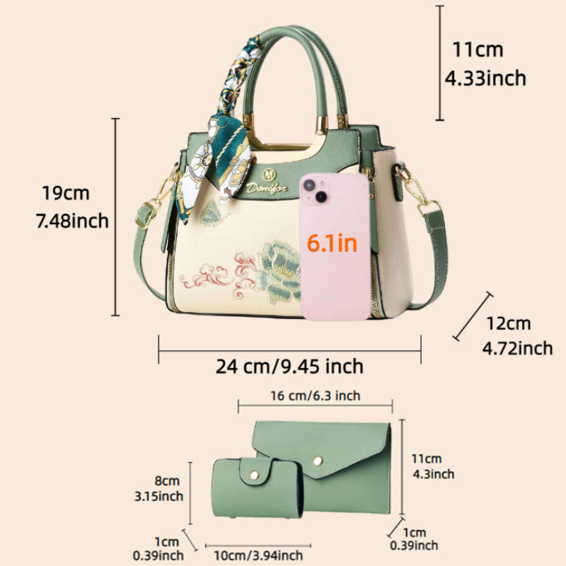 3-piece embroidered handbag se - Women Bags For Gift recension och pris