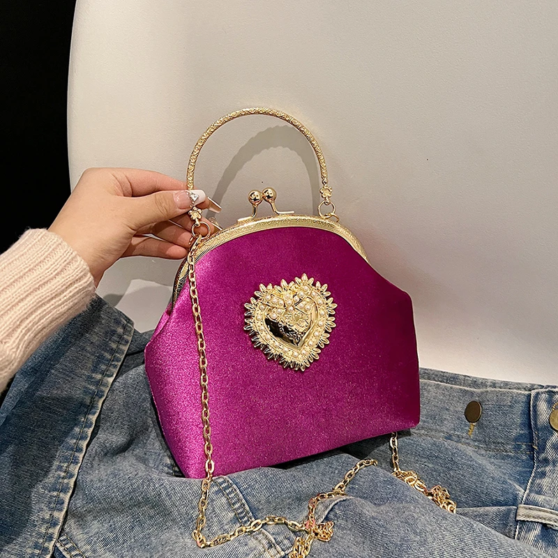 Chains Velvet Frame Heart Dinn - Women Bags In Sale recension och pris