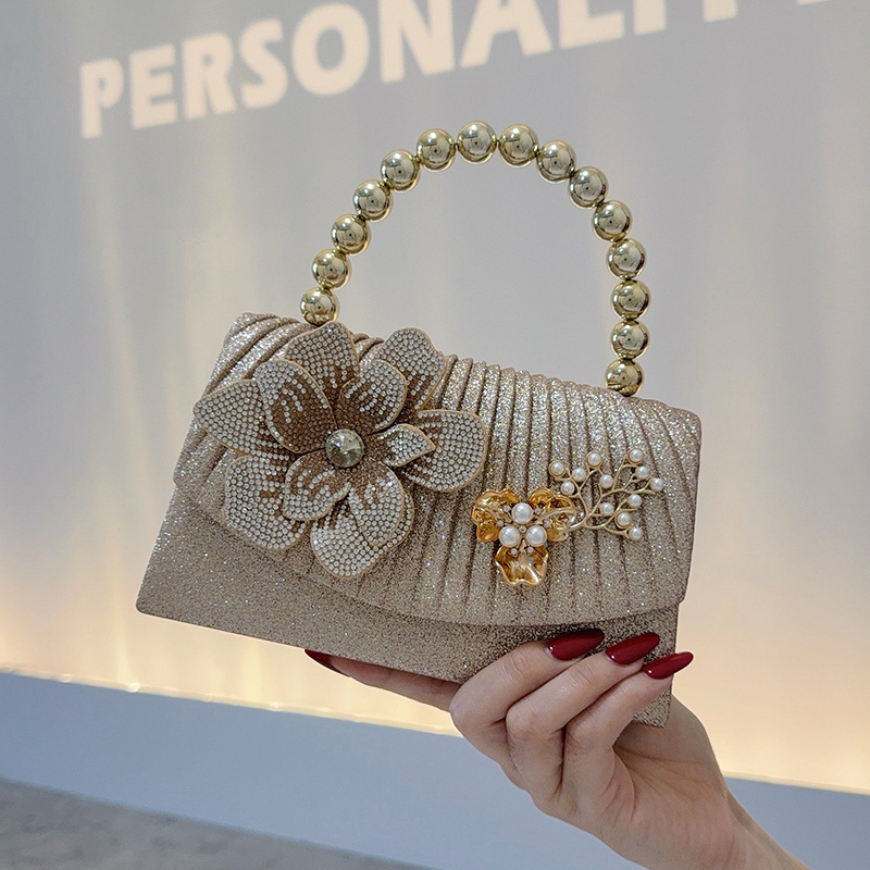 Golden Sparkling Diamond Flowe - Women Bags Golden recension och pris