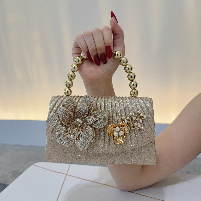 Golden Sparkling Diamond Flowe - Women Bags Golden recension och pris