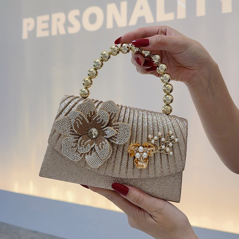 Golden Sparkling Diamond Flowe - Women Bags Golden recension och pris