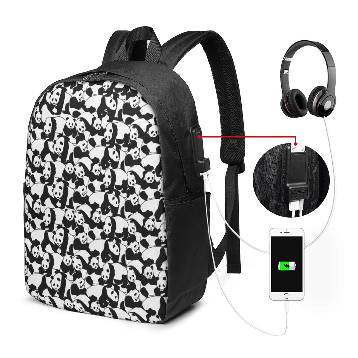 Panda Pattern Backpack Travel  - Women'S Bags recension och pris